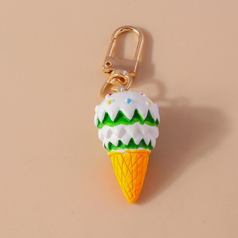 Cute Resin Ice Cream Keychain Simulated Food Key Ring Pendant for Women Girls Handbag Decor DIY Handmade Jewelry Gift