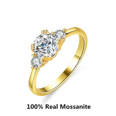 14K żółte złoto Moissanite pierścionek 1 karat 6.5MM kobiety 925 Sterling Silver wysoka biżuteria prezent na boże narodzenie luksusowy pierścionek