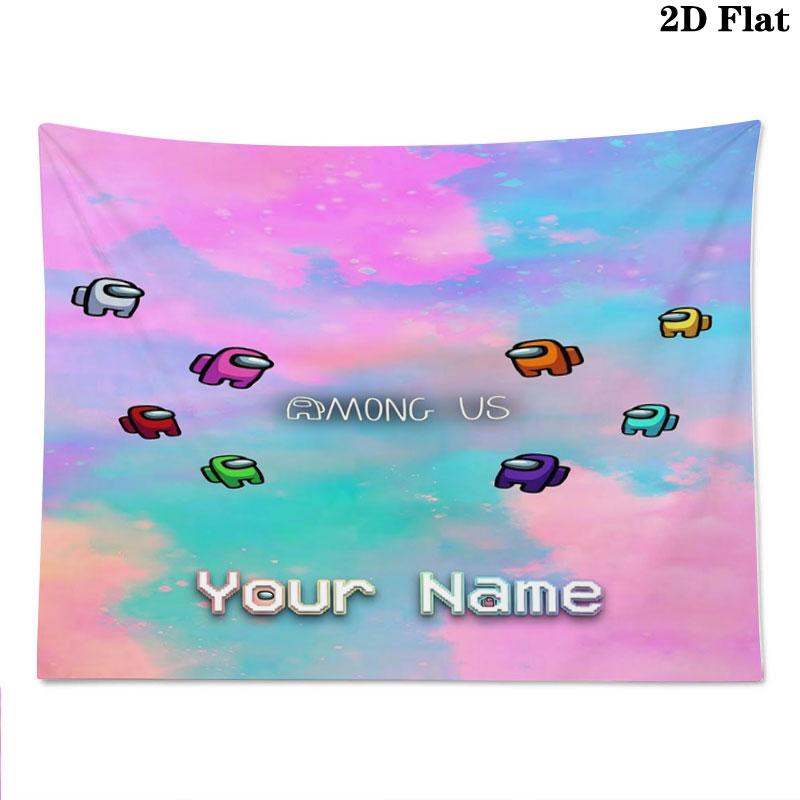 Among Us Custom Name Wall Tapestry Aesthetic Wall Hanging Printed Fabric Blanket Decorative Tapestries for Bedroom Living Room Home Decor