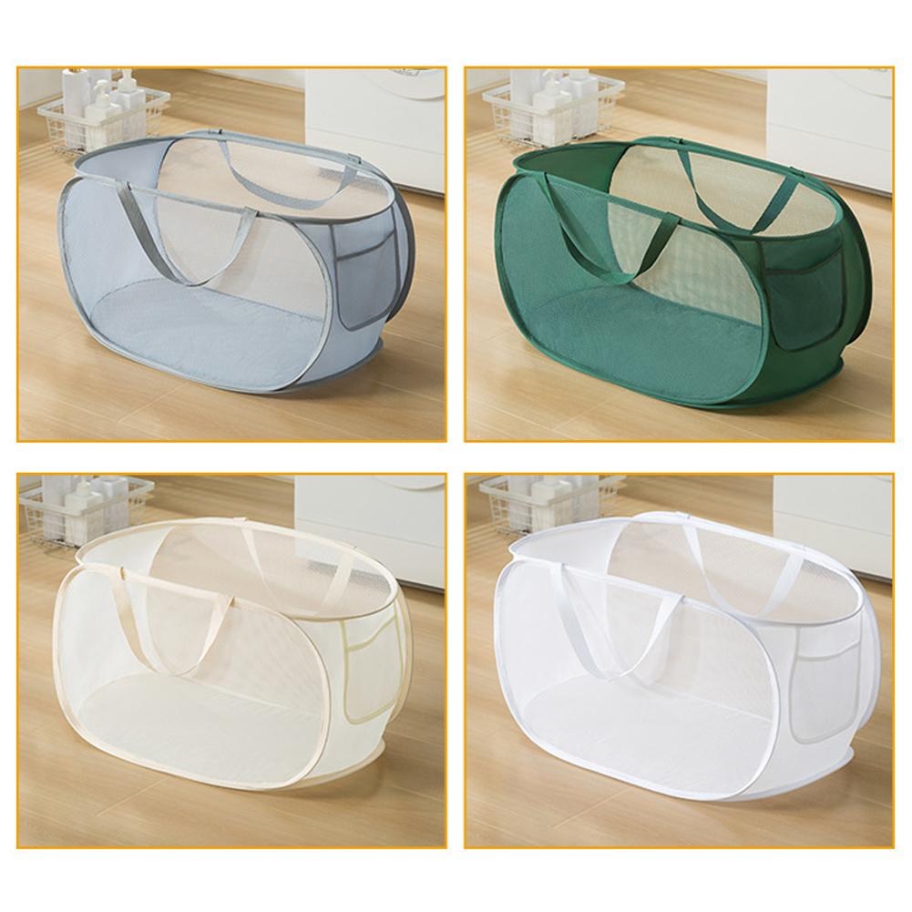 Folding Laundry Basket Organizer For Dirty Clothes Bathroom Clothes Mesh Storage Bag Household Wall Hanging Basket Frame