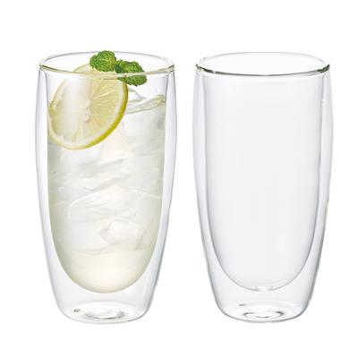 Dolce Duo Double Wall Pair Glass 330ml Double Structure Heat Resistant Glass Heat Resistant Cup Gift Set Warm/Cold AQ-1643
