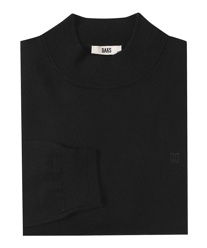 DAKS SHIRTS 100% Wool Washable Half Turtleneck Knit Regular Fit Black_Dmw1Swtn150K1
