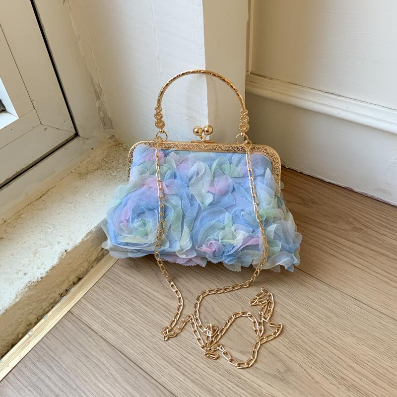 2026 Newest Summer Sweet Rose Flower Evening Chain Bag Banquet Handbag Cheongsam Evening Dress Artistic Crossbody Bags