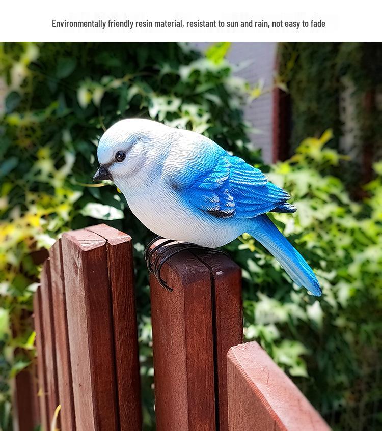 Hummingbird and Tit Bird Resin Garden Ornament for Outdoor Decoration