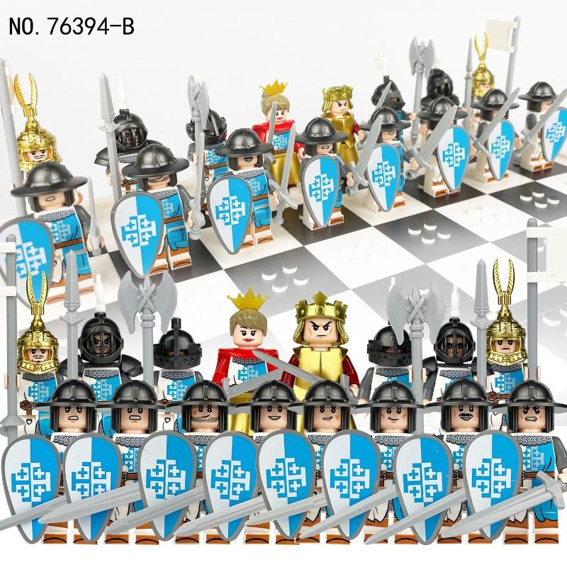 Four Knight Dolls Roman Century 76394 Xiangjiang Small Particle Assembled Building Block Toy Weapons