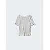 Uniqlo Japan Ribbed BoaT Neck T 5 minuTe Sleeve Border