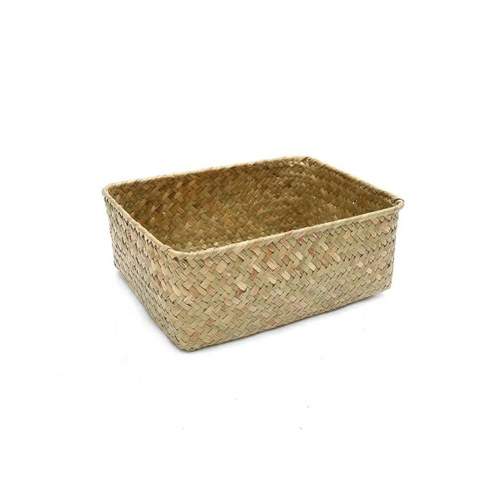 Handgemacht Stroh Trockenblume Frucht Topf Korb Rattan Box Süßigkeiten Kopfhörer Organizer Nützlicher Aufbewahrungskorb Cesto Panier De Rangement