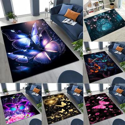 Cartoon Rug for Bedroom Living Room Soft Carpet Dream Butterfly Flower Home Doormat Decor,Large Kids Play Non-slip Floor Mat