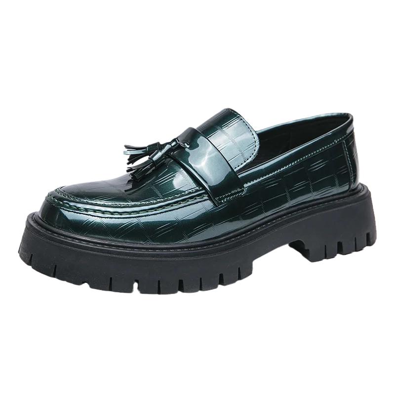 New Fashion Men's Casual Leather Shoes British Style Thick Bottom Formal Shoes Men Lightweight Dress Business Loafers Mocassins