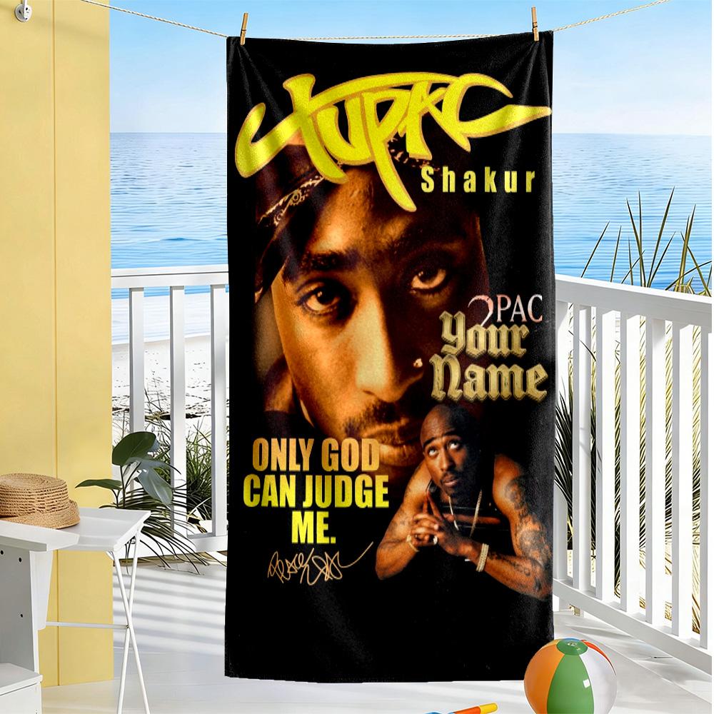 2pac Personalized Name Beach Towel Quick-Dry Soft Microfiber Perfect for Traveling Yoga Camping and Swimming