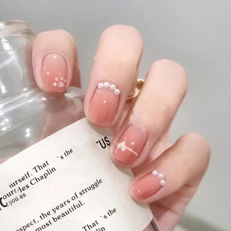24-Piece Sweetheart Blush Rhinestone Wearable Nails Set