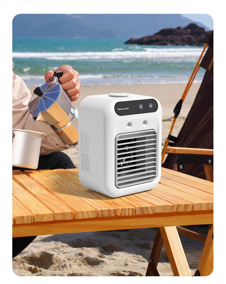 Mini Desktop Cooling Fan: Mobile Air Conditioner for Dorms - Compact Cold Air Fan for Students