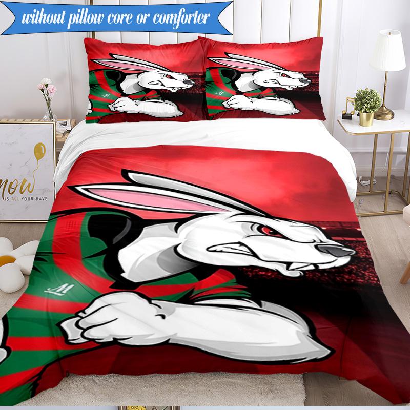 Set Lenzuola con Stampa 2D Design Logo Coniglio NRL 3 Pezzi (Include 1 Copripiumino + 2 Federe Senza Imbottitura), Decorazione camera da letto, Regalo ventilatore