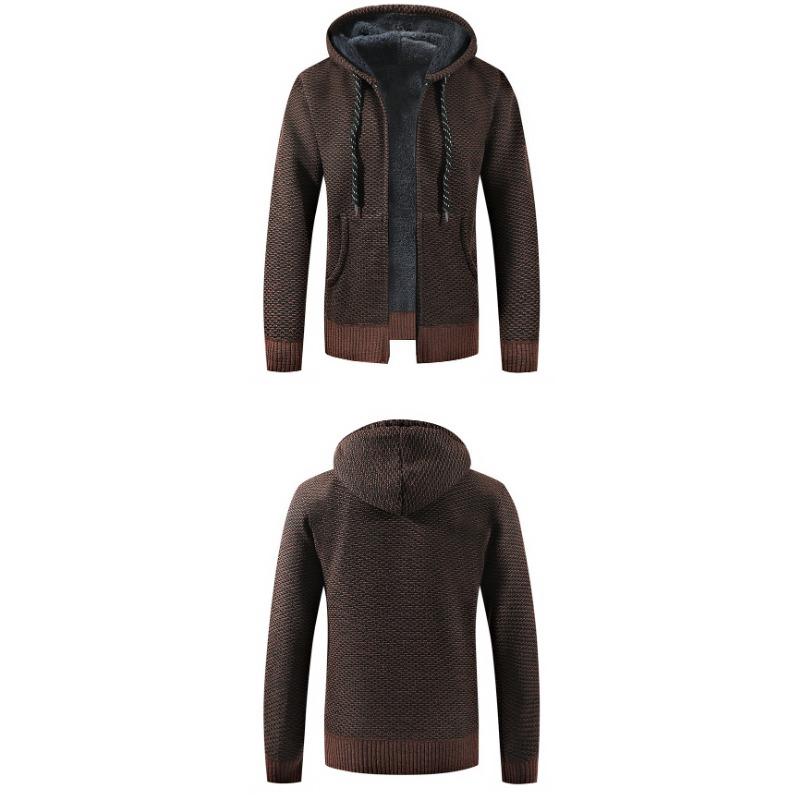 Herren S Einfarbig Langarm Kapuzen Fleece Strickjacke Pullover Für Teenager