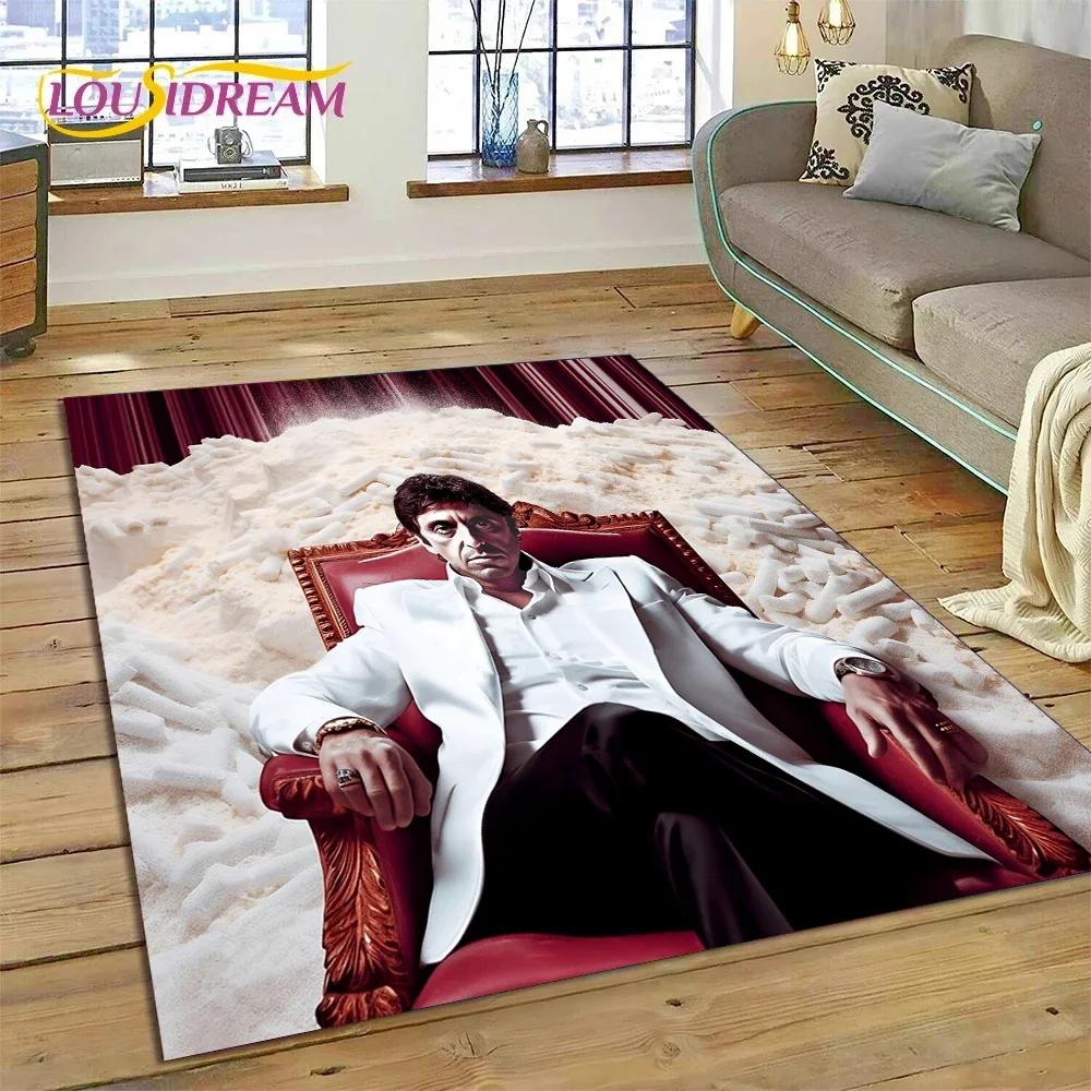 Scarface Tony 3D Printing Movie Carpet Rug for Bedroom Living Room Home Sofa Decoration,Children Game Large Decor Floor Mat Gift