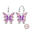 New 925 Silver Chameleon Unicorn Cute Stud Earrings Zircon Blue Eyes Flower Small Earrings For Women Girls Lovely Jewelry Gift