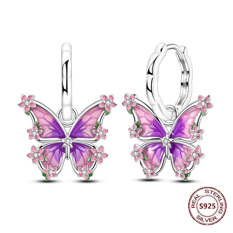 New 925 Silver Chameleon Unicorn Cute Stud Earrings Zircon Blue Eyes Flower Small Earrings For Women Girls Lovely Jewelry Gift