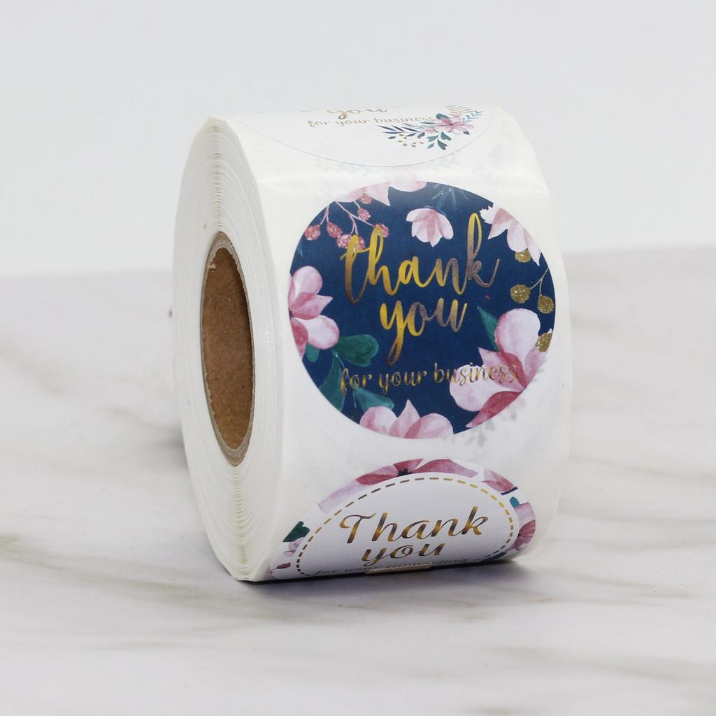 Xh016 Thank You Round Hot Stamped Figurine 1.5 Inch Envelope Gift Seal Stickers With Adhesive Backing