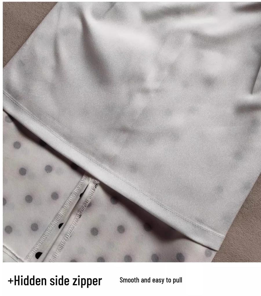 Retro Polka Dot High-Waist Midi-Rock für Damen - Elegant Schlankmachender Bodycon mit Schlitz