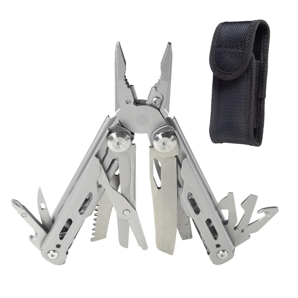 HFS(R) Multifunktionszange, Multitool, 16-in-1, Camping, Faltbar, mit Aufbewahrungstasche