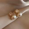Vintage Pearl Stud Earrings - Luxurious Ear Accessories with Simple and Elegant Style - Zirconium Stone Silver Hook Earrings