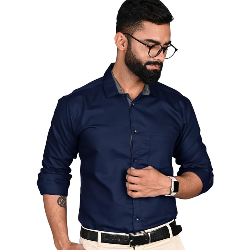 Tee Projekt Premium Plain Cotton Shirt for Men Cotton Shirt Casual Shirt Solid Shirt Full Sleeves Formal Shirt