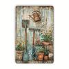 Vintage Gardening Tools & Potted Plants Metal Tin Sign - 20.32x30.48cm Hanging Wall Art for Home, Bar, Cafe, Garage Decor - I