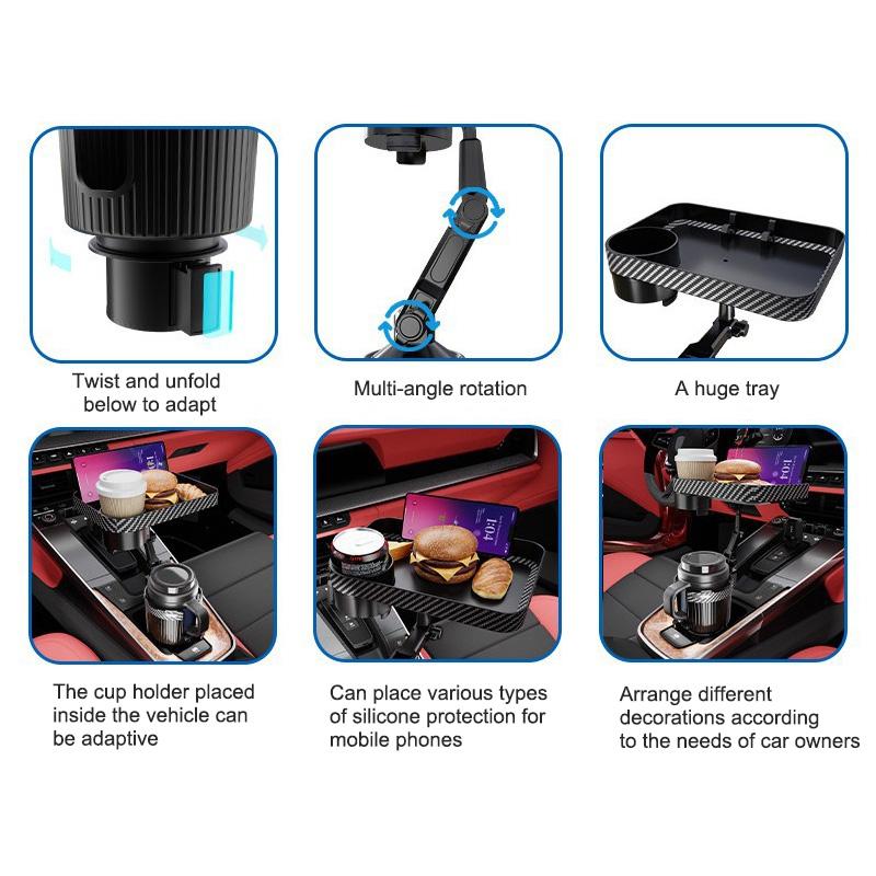 Multi-functional Car Cup Holder Tray Dining Food Drink Holder Cup Table Adjustable Storage Holder Solution Travel Accessories