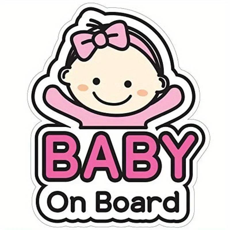 Car Stickers Cute Cartoon Baby On Board Sticker Sign Stickers Car Decorative Decal Car Accessories