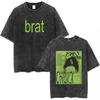 Charli Xcx Brat  Arena Tour Washed T Shirts Men Women Fashion Pop Music Tshirts Cotton Vintage Tshirt Oversized Streetwear