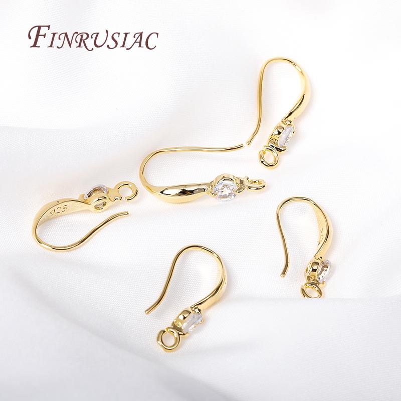 18K Gold Plated Cubic Zircon Ohrbügel mit offenem Ösen-Ohrhaken Ohrringe Schmuck Ohrringe Herstellung Zubehör DIY Ohrschmuck Zubehör