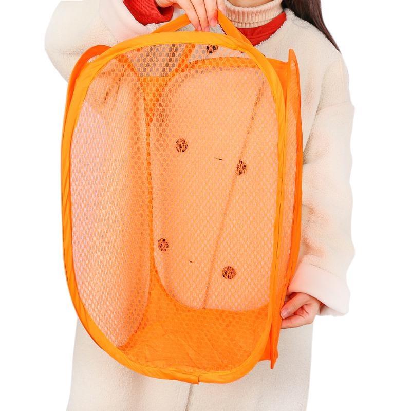 Zusammenklappbarer Wäschekorb, Organizer für schmutzige Kleidung, Badezimmerkleidung, Netz-Aufbewahrungstasche, Haushaltskorb