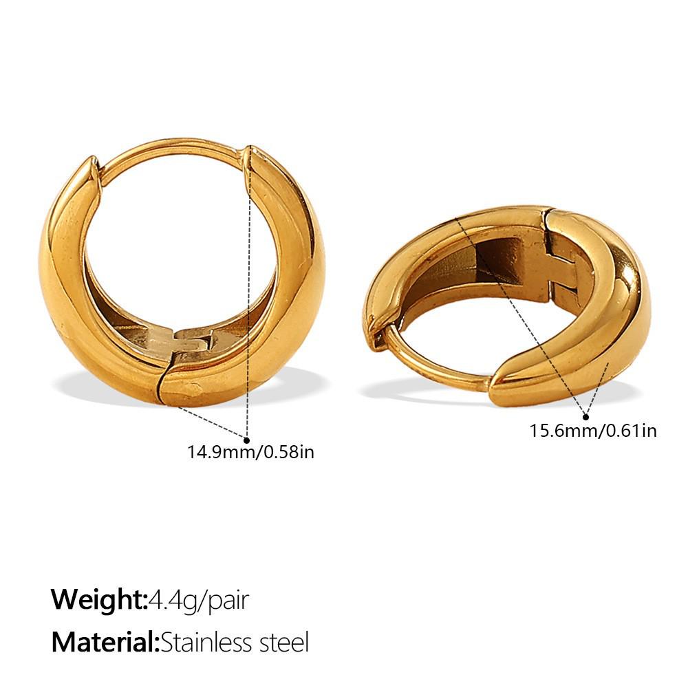Minimalist Geometric Circle 18K Gold Plated Stainless Steel Hoop Earrings - Women's Light Luxury, Cold Style Jewelry
