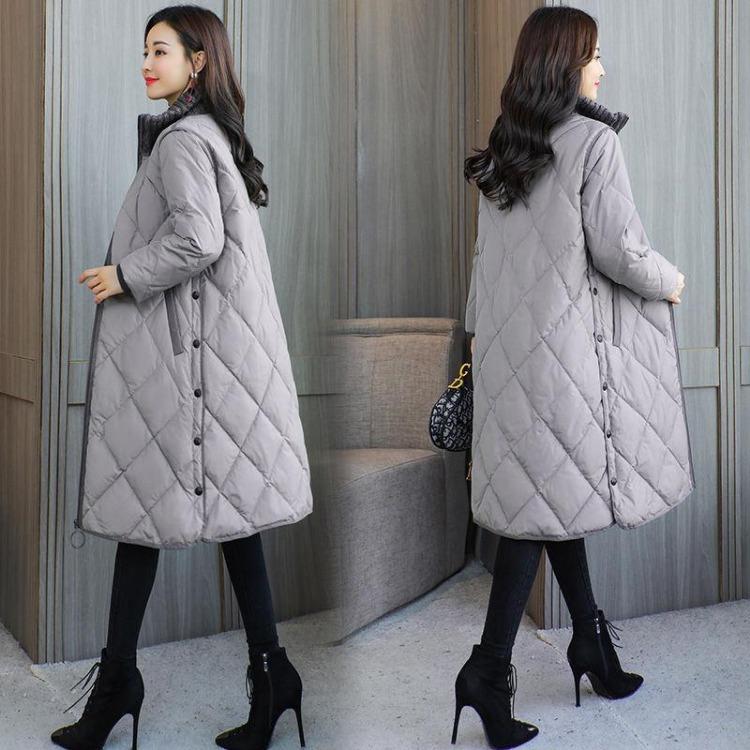 Warm Thickened Winter Coat Women Loose Over Knee Cotton Padded Jacket Mid Length Large Size