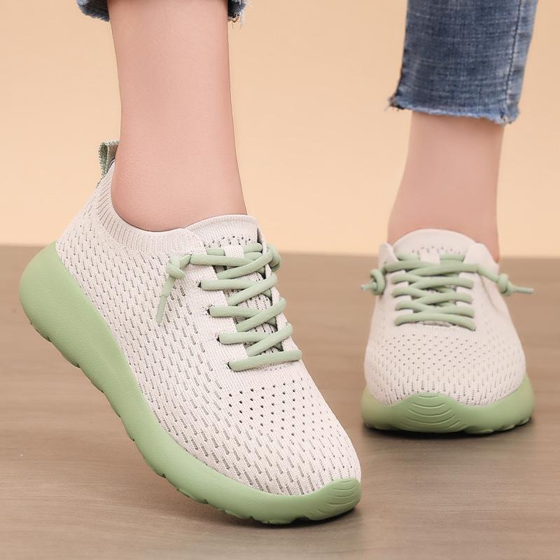 Women's Shoes Couple Breathable Casual Shoes Shallow Mesh Shoes Soft Sole Lace-up Shoes Women's Lightweight Single Shoes