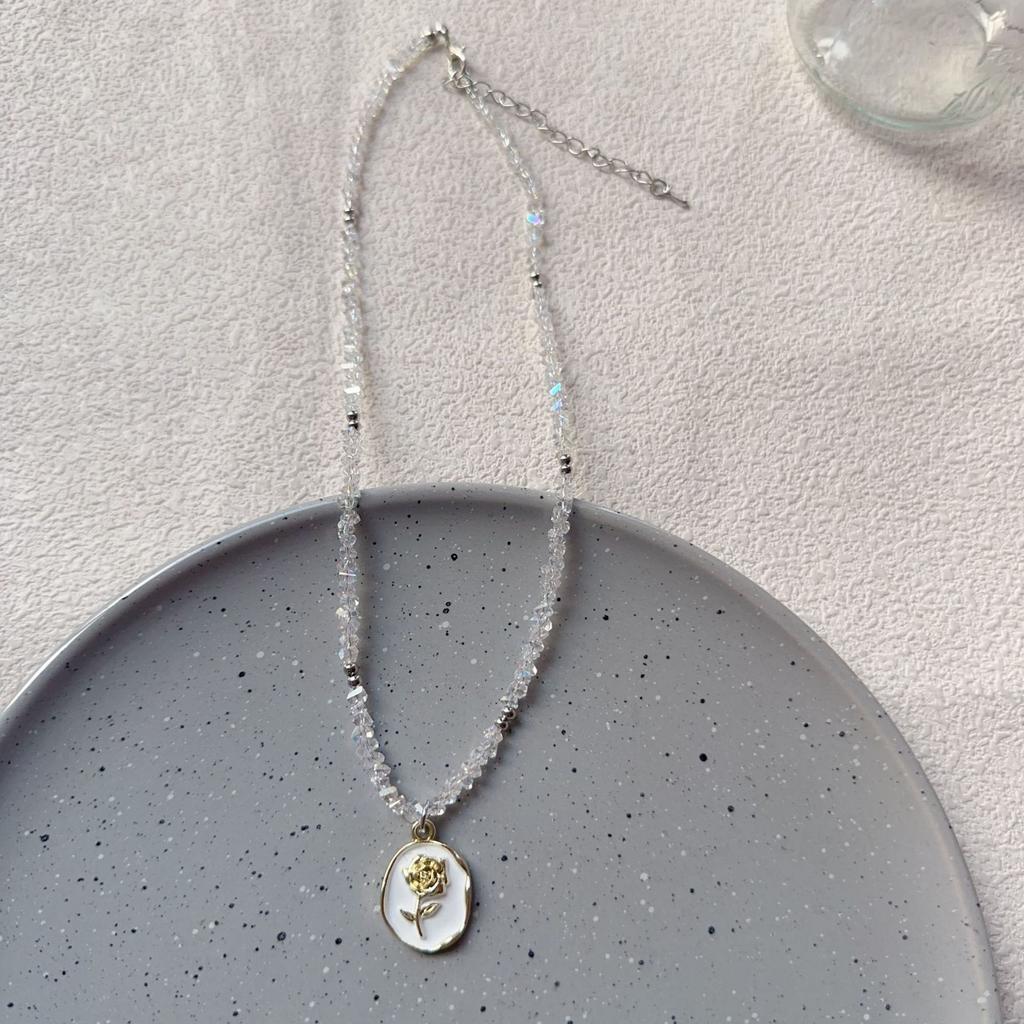 Vintage Zircon Crystal Heart Pendant Geometric Baroque Transparent Crystal Chain Necklace for Women Choker Party Jewelry N478