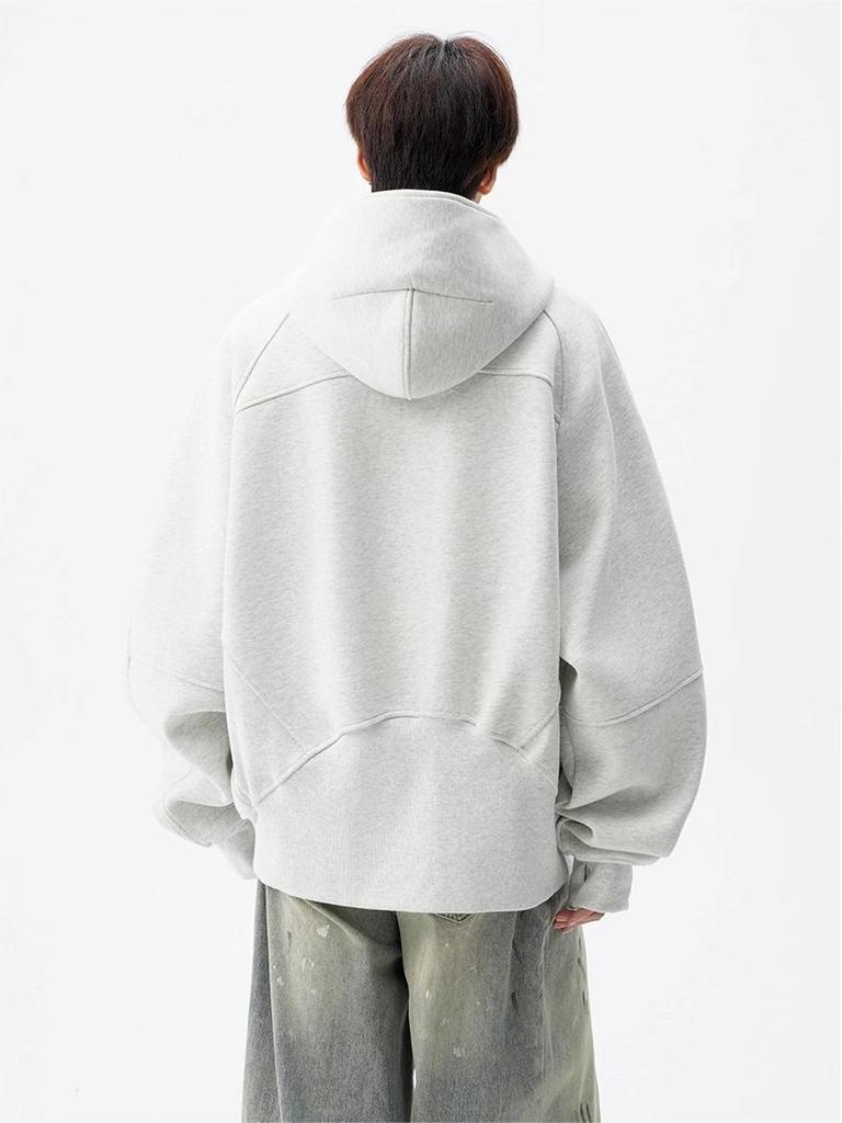 Men's Heavyweight High Street Half-Zip Hoodie - Autumn/Winter Casual Loose Fit Sweatshirt