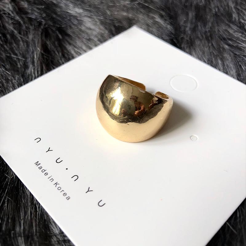 3Pcs Gold Color  Color Metal Minimalist Glossy Wide Open Rings Geometric Finger Rings For Women Men Jewelry