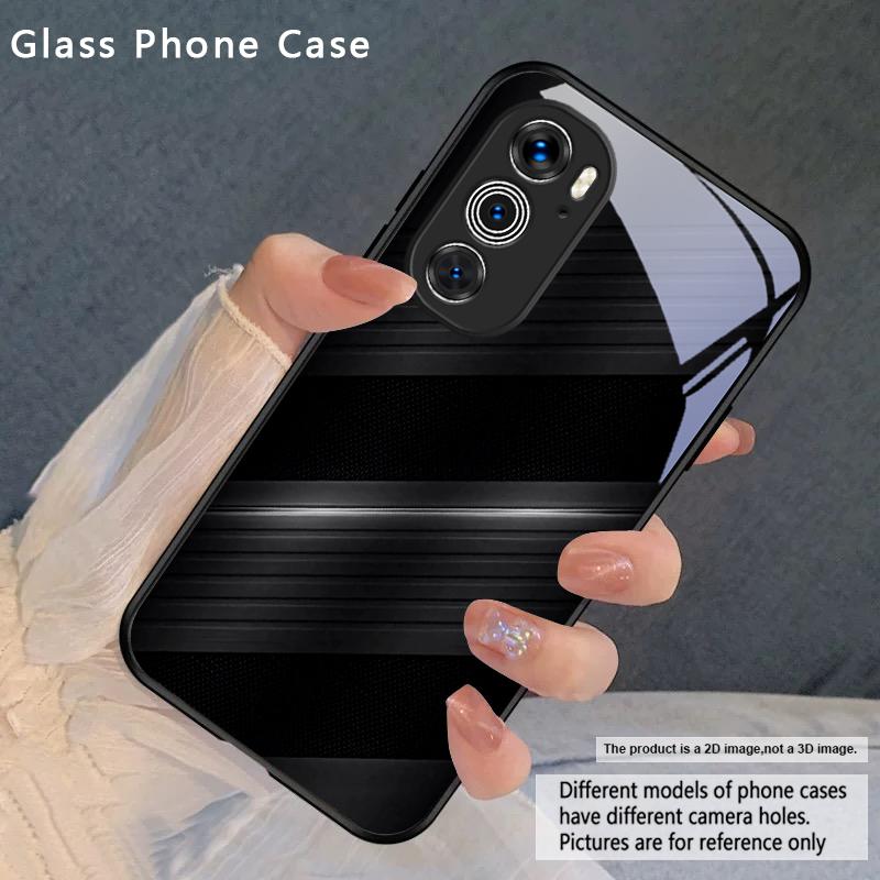 Dark geometric texture For Motorola Moto Edge 20 Lite 30 Pro 40 Neo 50 Ultra G14 G22 G24 Power 34 G35 X30 Pro Glass Phone Case