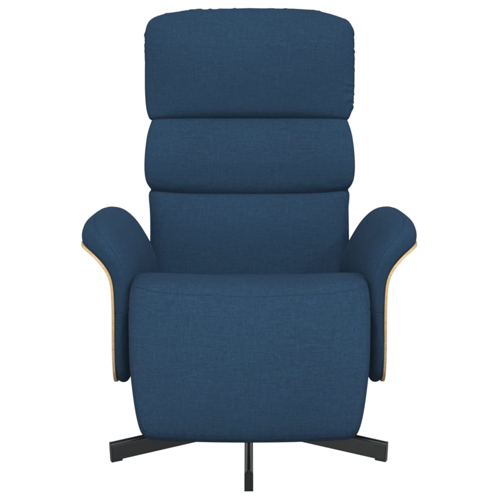 Recliner with Footrest Blue Fabric