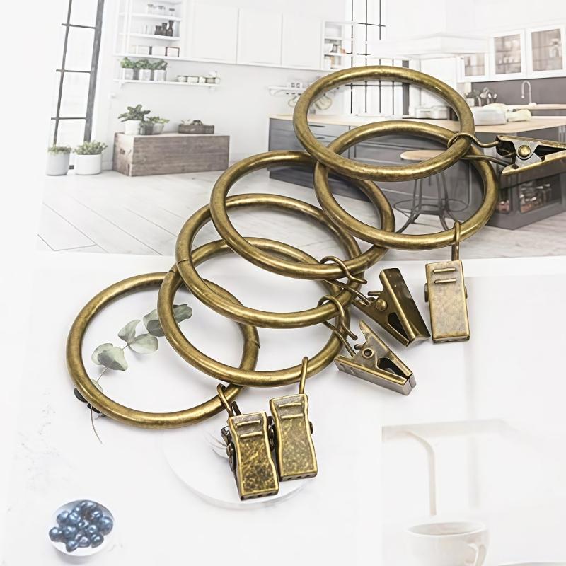 Metal Curtain Rings With Clips 25 Mm Interior Diameter Pack of 10 for Window Drapery Drapes Hanging, Divider Fabric, and Backdrops Display