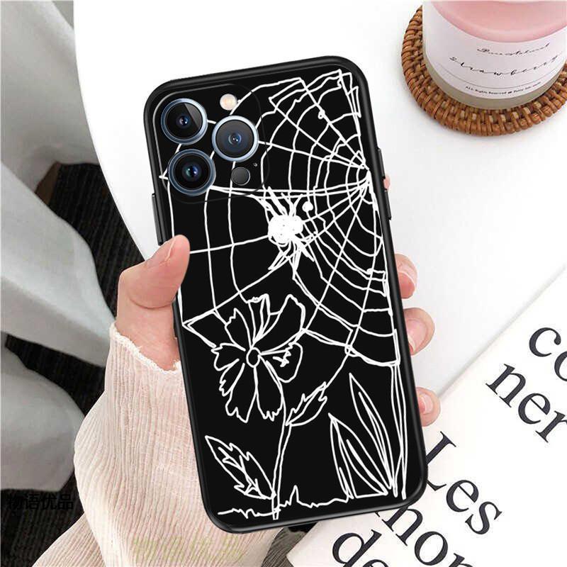 Apple Iphone15 Mobile Phone Case Luxury Color Spider Web Spider Web Mobile Phone Case Hair Painting Anti-Drop Huawei Three