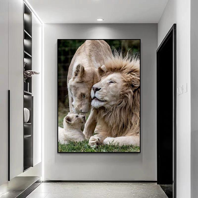 Modern Animal Lovely Lion Canvas Painting Posters and Prints Wall Art Pictures for Living Room Home Decoration Cuadros