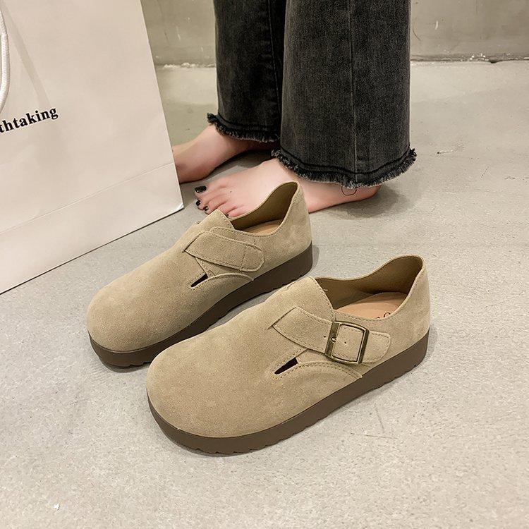 Cowhide Version 2025 New Autumn Flat-bottomed Boken Shoes Women's All-inclusive One-pedal Doudou Shoes Single Shoes Soft-soled Shoes Summer