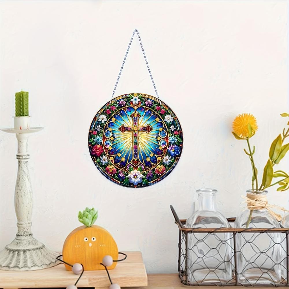 2D flacher Acryl-Anhänger mit Heiligem Kreuz, Geschenke zur Heimdekoration, handgemachte Weihnachtsgeschenke, Geschenke für Freunde und Familie