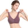 New soft cotton thin cup front buckle underwear women's striped rimless vest type extra large size bra
