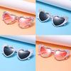 Heart-shaped Frame Pearl Decoration Sunglasses English Letters Sun-Protective Travel Glasses Colorful Bride Eyewear