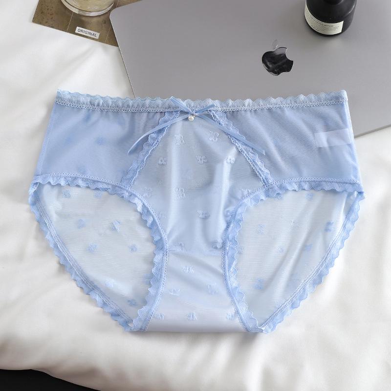 Slip da Donna in Cotone a Rete con Fiocco di Pizzo - Sexy, Traspiranti e Comodi