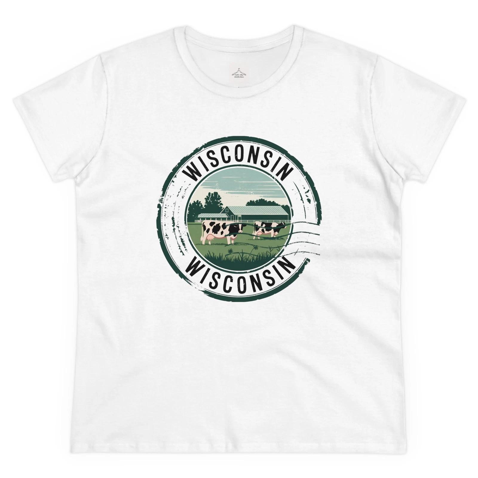 

Wisconsin Graphic Tee, Casual Farm Shirt, Eco-Friendly Apparel, Gift for Her, S