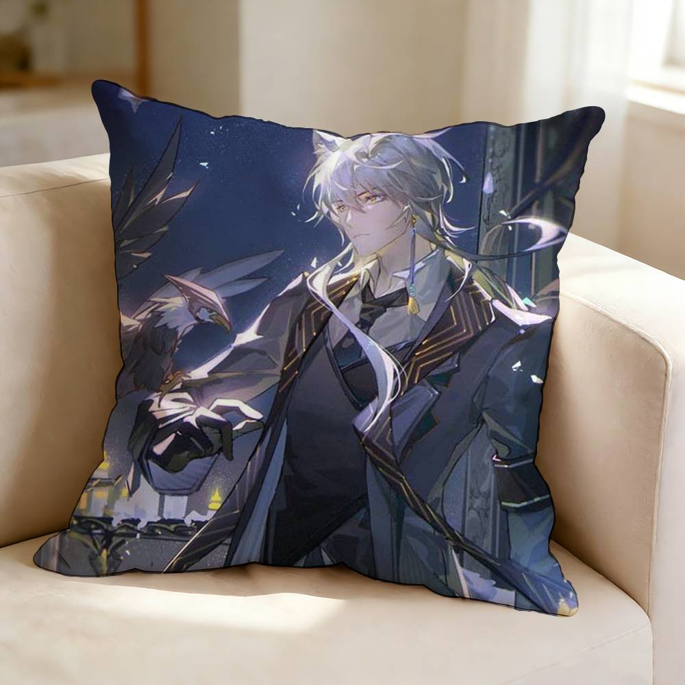 AnimeStyle Game AArknights SSilverAsh Square DoubleSided Printed Pillow Case Bedroom Bedside Pillow Sofa Cushion Cover